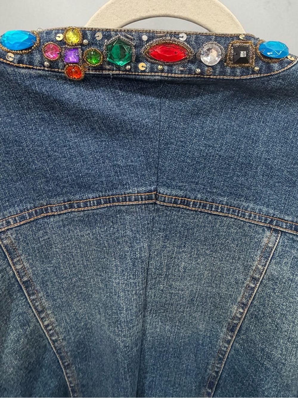 Vintage BEREK Embellished Denim Jacket – Multicolor Gems - Picture 8 of 10